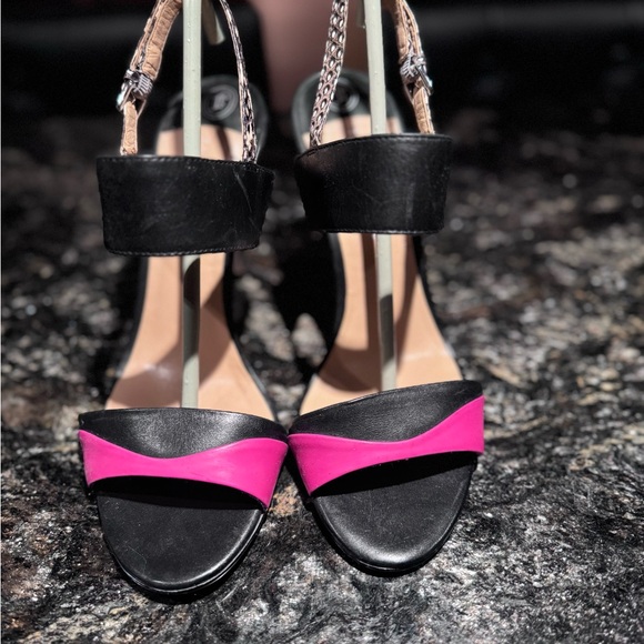 Ivanka Trump Heels | Size 7.5 | Sandals  | Snake skin, black and Pink Leather - Picture 2 of 4